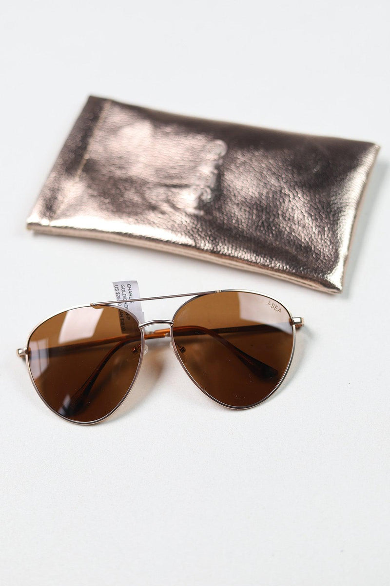 Charlie Sunglasses - Gold/Brown Polarized Lens by I-SEA