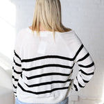 Charlotte Round Neck Raglan Sweater - Black/Cream