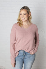 Charlotte Waffle Knit Pullover - Heather Blossom