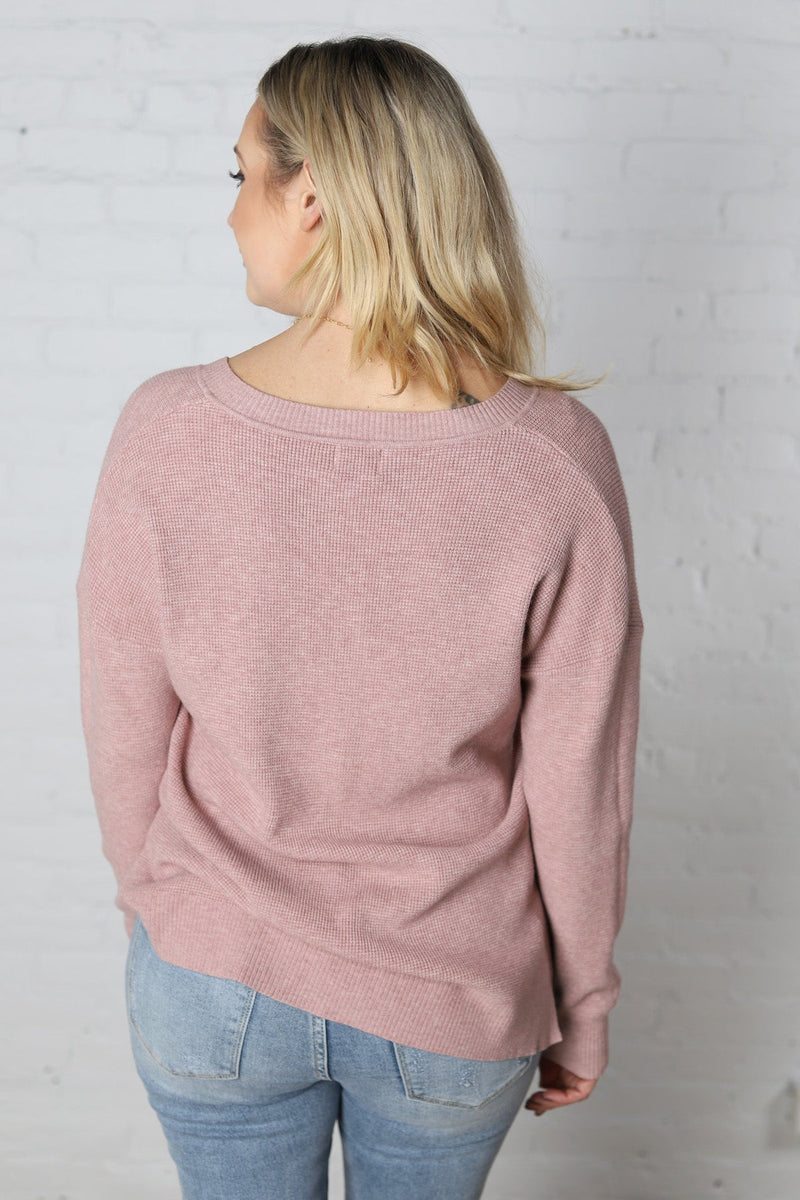 Charlotte Waffle Knit Pullover - Heather Blossom