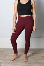 Chelsea Full Length Leggings with Pockets - Burgundy