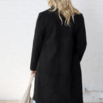 Cheri Notched Lapel Button Down Coat - Black