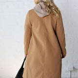 Cheri Notched Lapel Button Down Coat - Camel