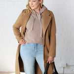 Cheri Notched Lapel Button Down Coat - Camel