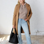 Cheri Notched Lapel Button Down Coat - Camel