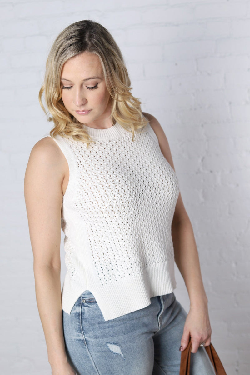 Chloe Open-Knit Sweater - Ivory