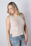 Chloe Open-Knit Sweater - Taupe
