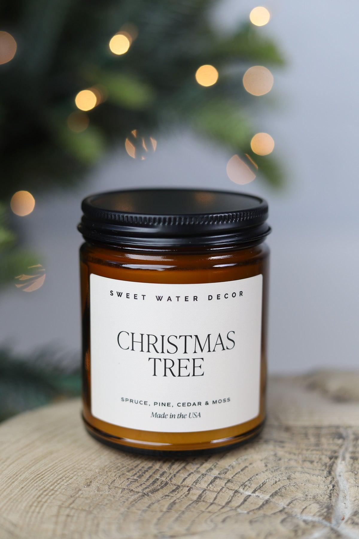 Christmas Tree 9 oz Soy Candle / Amber Jar