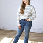 Ciana Triple Stripe Brushed Knit Sweater - Mint