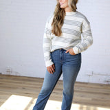 Ciana Triple Stripe Brushed Knit Sweater - Mint