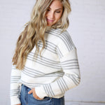 Ciana Triple Stripe Brushed Knit Sweater - Mint
