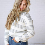 Ciana Triple Stripe Brushed Knit Sweater - Mint