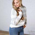 Ciana Triple Stripe Brushed Knit Sweater - Mint