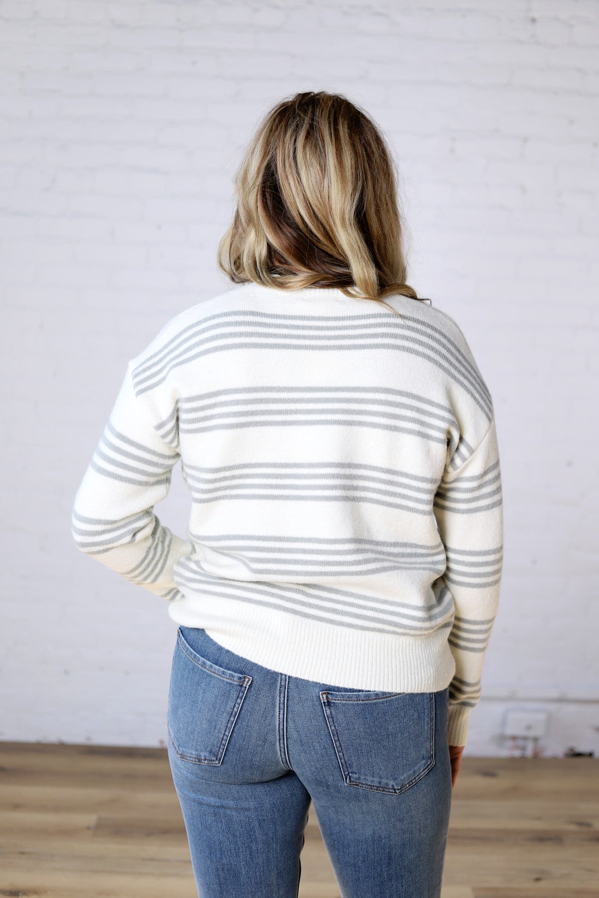Ciana Triple Stripe Brushed Knit Sweater - Mint