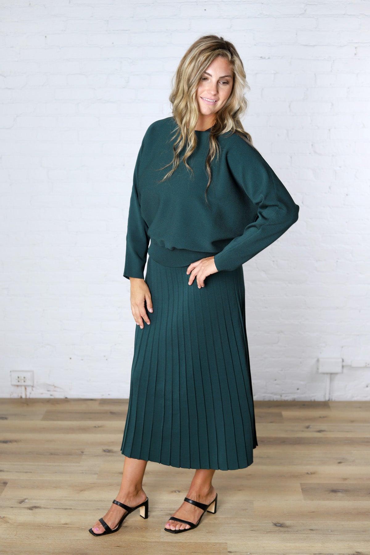 Cielle Boatneck Dolman Sleeve Sweater - Deep Green