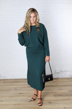 Cielle Boatneck Dolman Sleeve Sweater - Deep Green