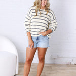 Clairey Striped Knit Top - Navy