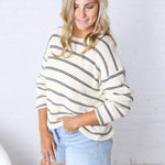 Clairey Striped Knit Top - Navy