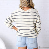Clairey Striped Knit Top - Navy