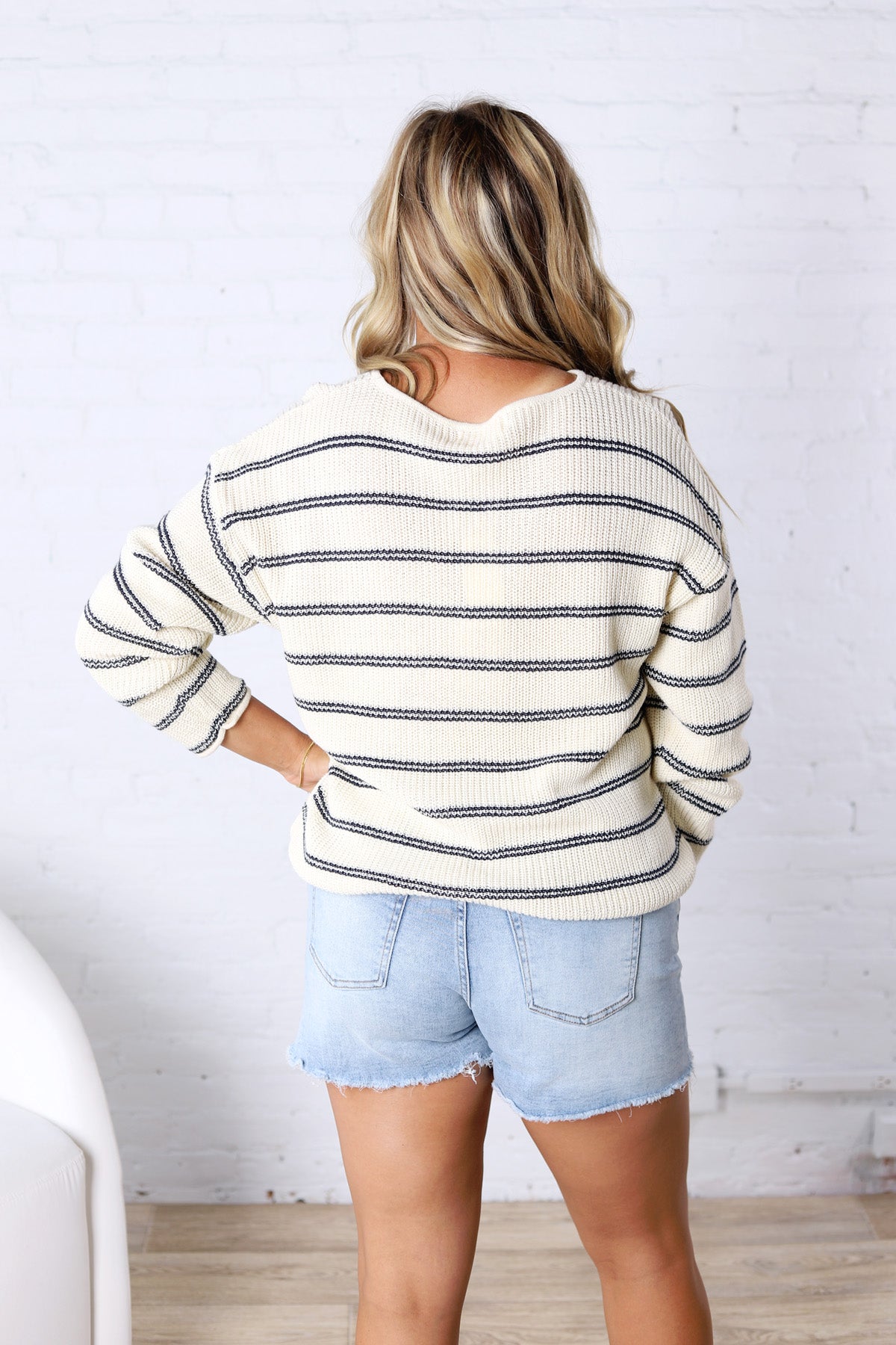 Clairey Striped Knit Top - Navy