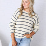 Clairey Striped Knit Top - Navy