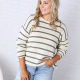 Clairey Striped Knit Top - Navy