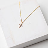 Clara Gold Dipped Dainty CZ Cross Pendant - Gold