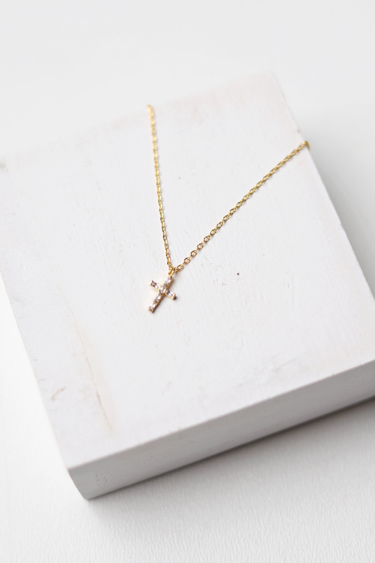 Clara Gold Dipped Dainty CZ Cross Pendant - Gold