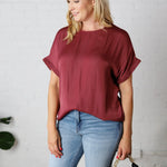 Clara Rosewood Plisse Blouse