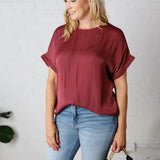 Clara Rosewood Plisse Blouse