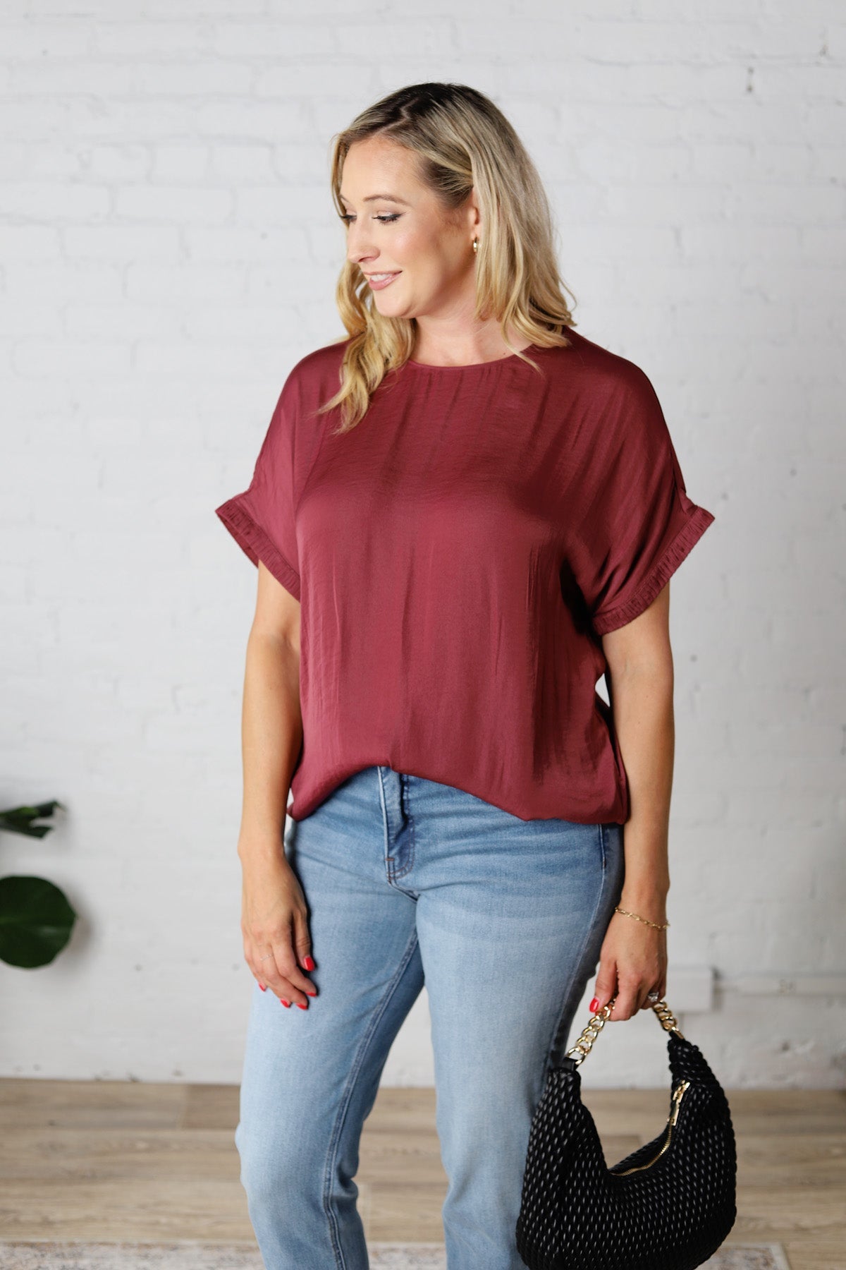 Clara Rosewood Plisse Blouse