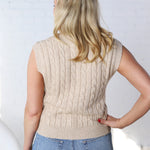 Clarah Cable Knit Vest - Oatmeal