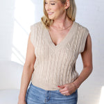 Clarah Cable Knit Vest - Oatmeal