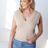 Clarah Cable Knit Vest - Oatmeal