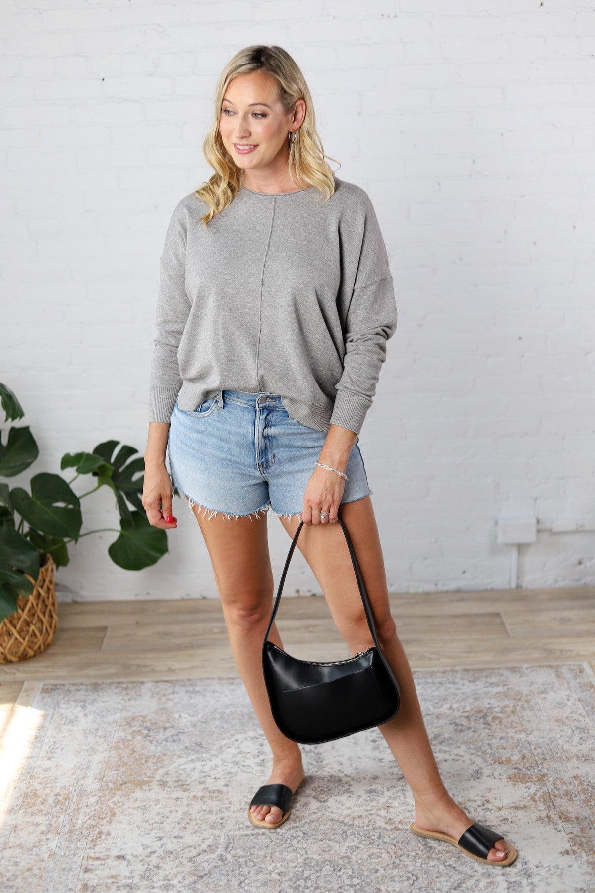 Clarice Cozy Sweater - Heather Grey - FINAL SALE