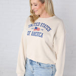 Classic United States of America Graphic Sweatshirt - Heather Dust