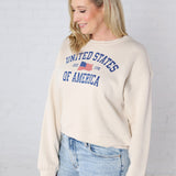 Classic United States of America Graphic Sweatshirt - Heather Dust