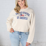 Classic United States of America Graphic Sweatshirt - Heather Dust