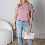 Claudia Round Neck Short Fold Sleeve Top