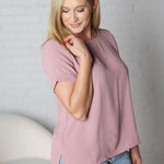 Claudia Round Neck Short Fold Sleeve Top