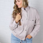 Claudie Cropped Utility Jacket - Pebble