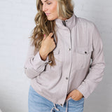 Claudie Cropped Utility Jacket - Pebble