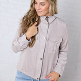 Claudie Cropped Utility Jacket - Pebble
