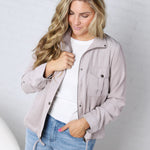 Claudie Cropped Utility Jacket - Pebble