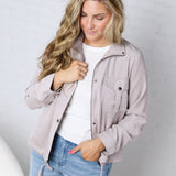 Claudie Cropped Utility Jacket - Pebble