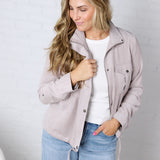 Claudie Cropped Utility Jacket - Pebble