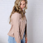 Claudie Cropped Utility Jacket - Sand