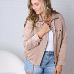 Claudie Cropped Utility Jacket - Sand
