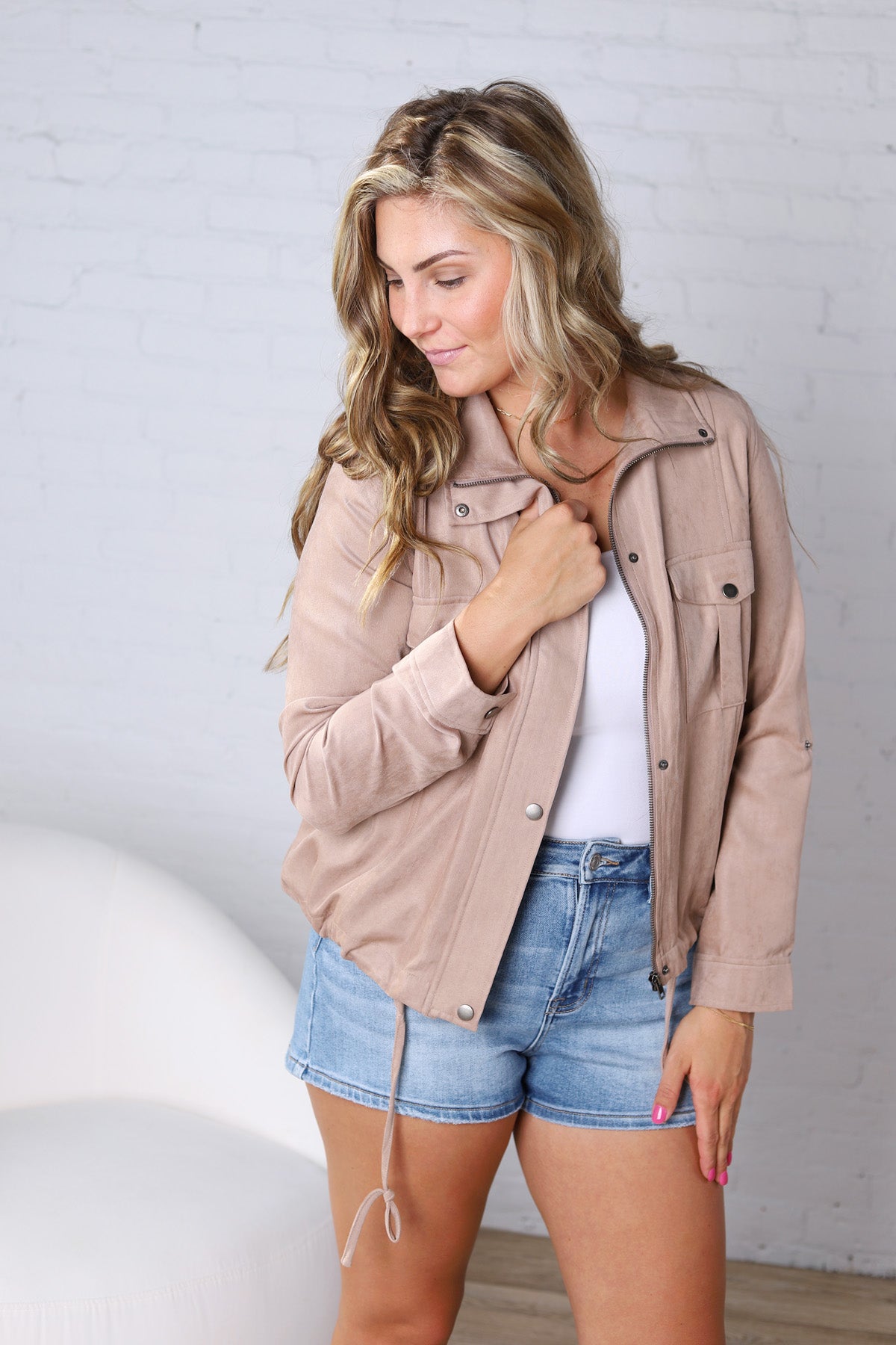 Claudie Cropped Utility Jacket - Sand