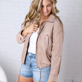 Claudie Cropped Utility Jacket - Sand
